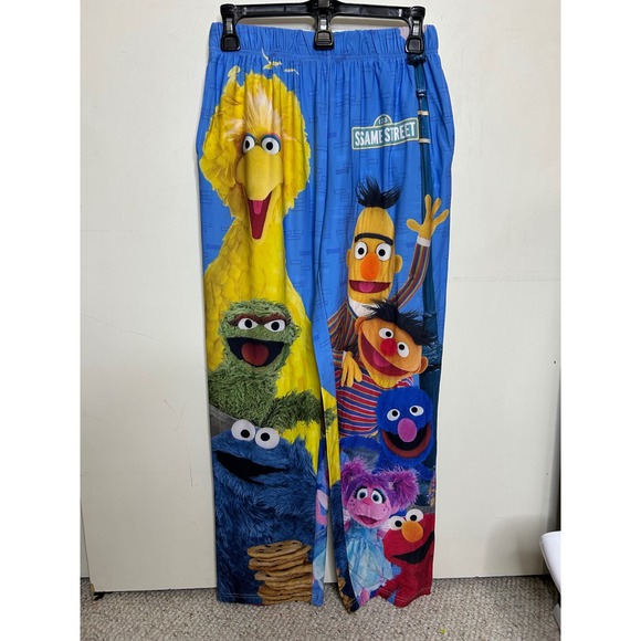 Sesame Street Pajama Pants Medium Big Bird Cookie Monster Loungewear - Picture 1 of 3